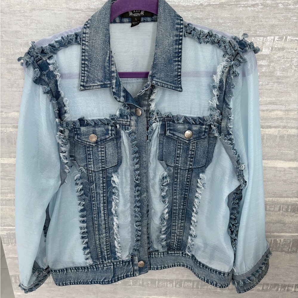Frayed Denim Sheer Jacket